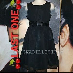 Lindy Bop Audrey Hepburn Retro 1940's Lil Black Dress w Satin Bow 5-6yr